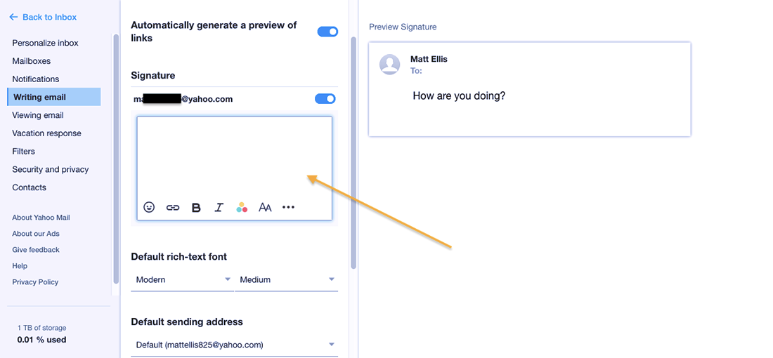 How to create an email signature with Yahoo