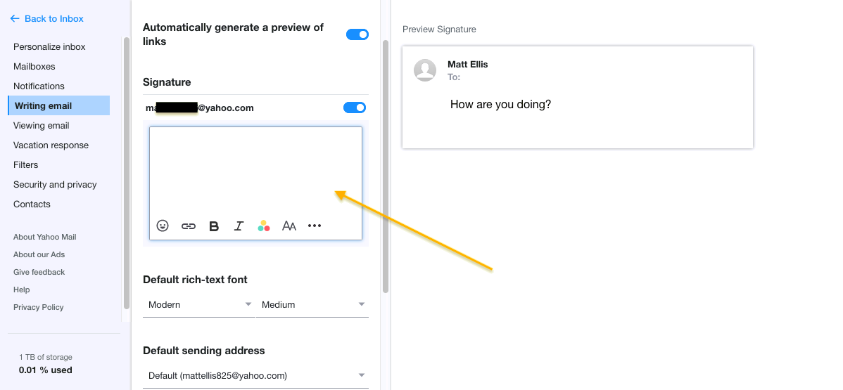 How to create an email signature with Yahoo