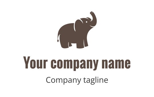 Playful elephant logo design in brown with modern typography