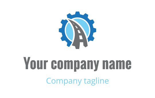 Modern logo design featuring a road within a gear shape