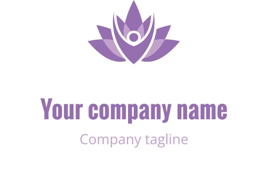 Elegant purple lotus flower logo design with a human figure at the center