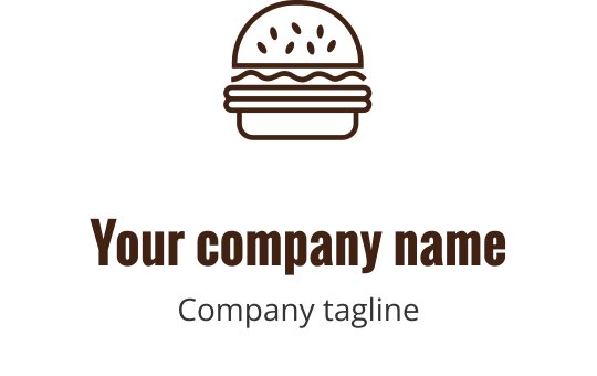 Bold maroon logo design featuring a stylized burger with layered elements