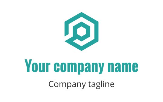 Modern hexagonal logo design in teal with a central shape