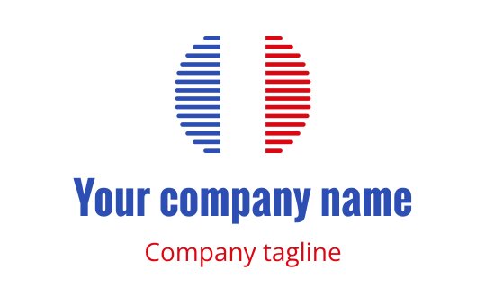 Modern logo design featuring red and blue striped circular elements