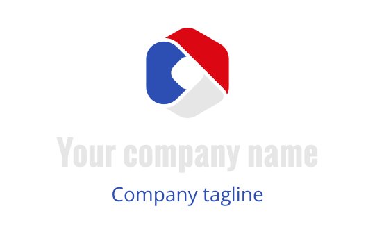 Modern geometric logo design with red, blue, and white elements