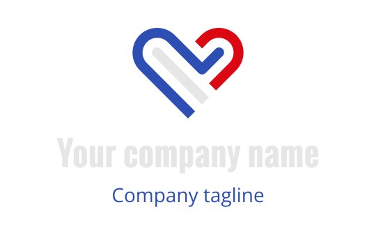 Modern heart logo design featuring red, blue, and white elements