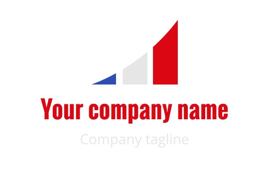 Modern logo design featuring a rising bar graph in red, white, and blue