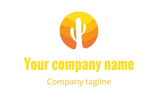 Modern logo design featuring a cactus silhouette against a sunset gradient