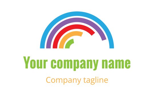 Colorful rainbow logo design with green text and playful elements