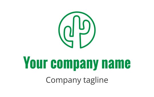 Modern green cactus logo design within a circular outline
