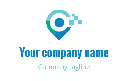 Modern logo design featuring a location pin with circular elements