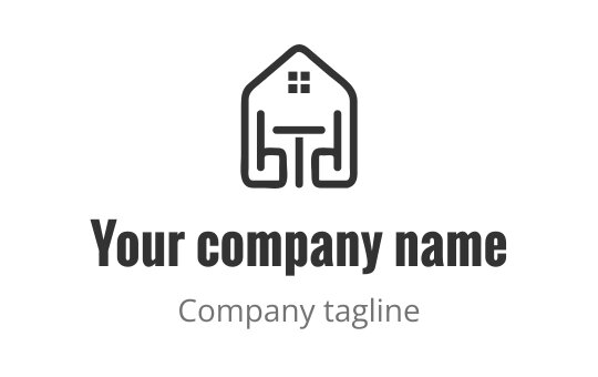 Modern house logo design with stylized letters and a roof outline