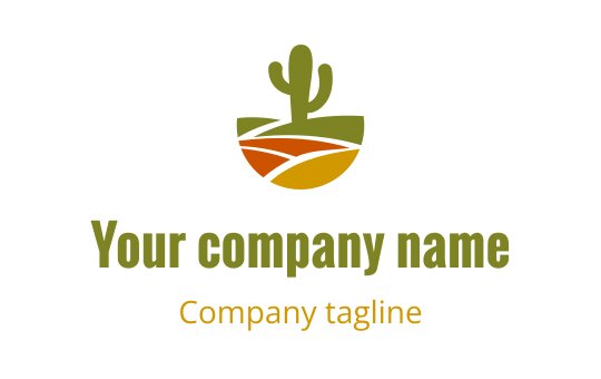 Modern logo design featuring a cactus above a stylized landscape