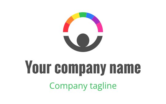 Colorful circular logo design with a central figure and modern typography
