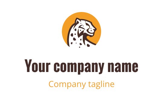 Bold leopard logo design in orange and brown circular background