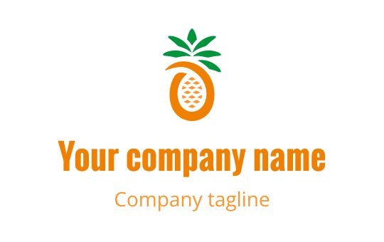 Playful pineapple logo design with green leaves and orange accents