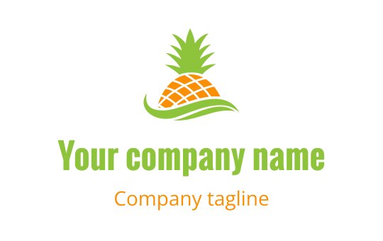 Vibrant pineapple logo design with green leaves and orange accents