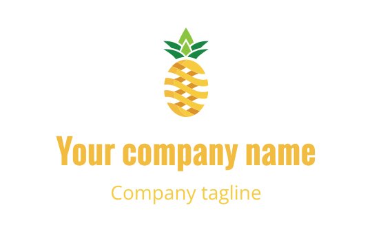Playful pineapple logo design with green leaves and yellow stripes