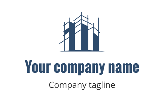 Modern blue logo design featuring stylized wind turbines and clean lines
