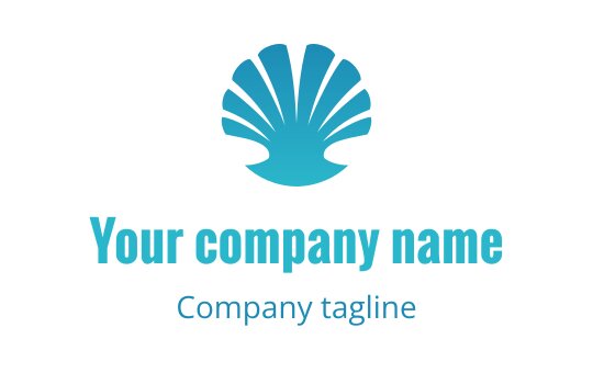 Stylized blue shell logo design with elegant curved lines