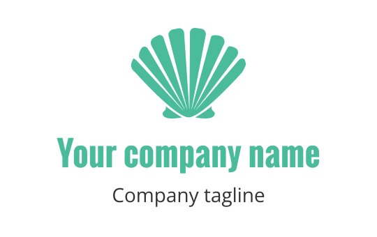 Stylized teal shell logo design with elegant lines and curves