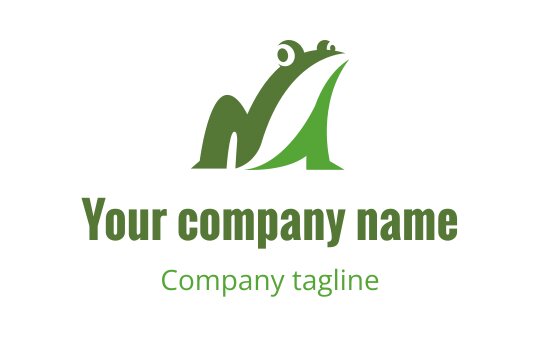 Modern green frog logo design with a sleek, minimalist style