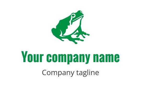 Modern green frog logo design with a playful and friendly appearance