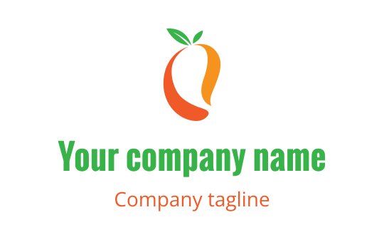 Modern orange and green fruit logo design with a leaf accent