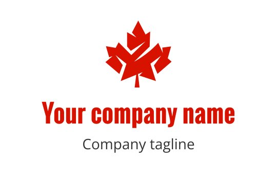 Bold red maple leaf logo design with modern typography