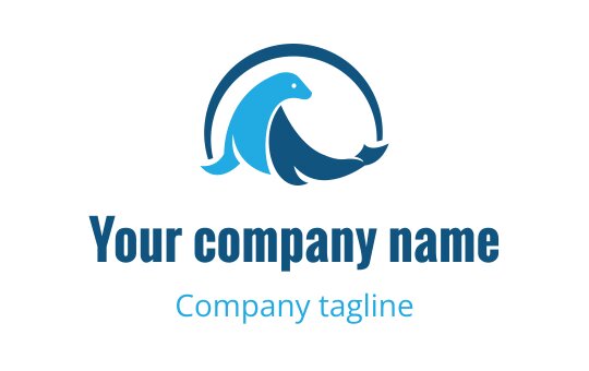 Stylized wave logo design in shades of blue with a circular outline