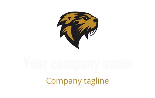 Bold lion head logo design in black and gold