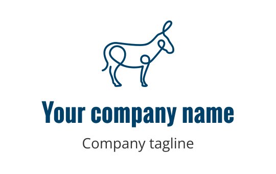 Minimalist blue line art logo design of a cow