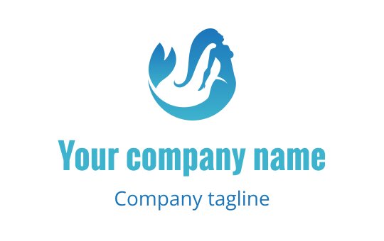 Elegant mermaid logo design in gradient blue tones