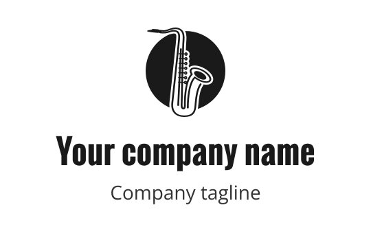 Sleek saxophone logo design within a circular background