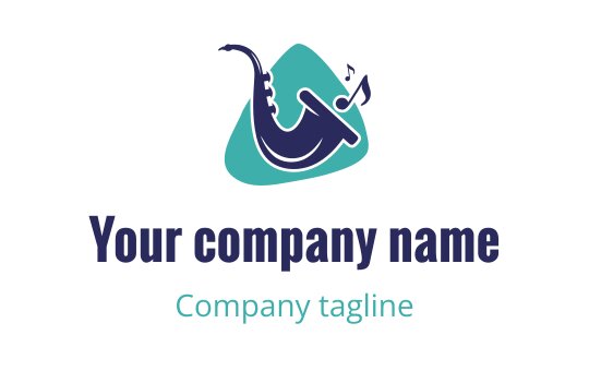 Creative saxophone logo design with a teal and navy color scheme