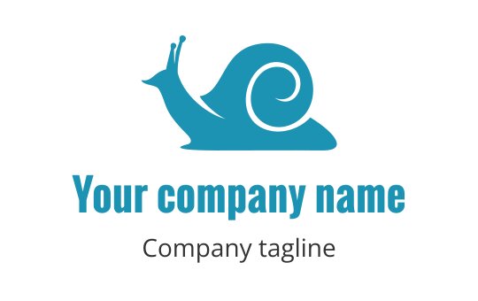Playful blue snail logo design with a spiral shell
