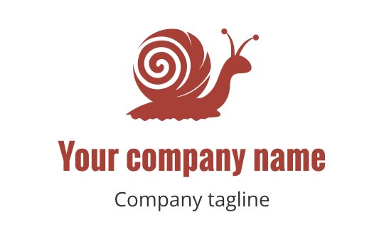 Playful snail logo design with a swirling shell in red