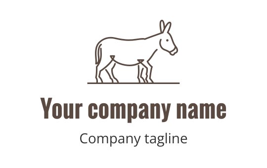 Minimalist donkey logo design in brown line art style