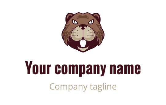Bold beaver head logo design with a fierce expression