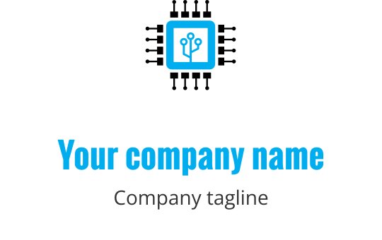 Modern cyan logo design featuring a stylized computer monitor