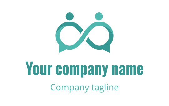 Modern infinity logo design featuring two abstract figures in teal