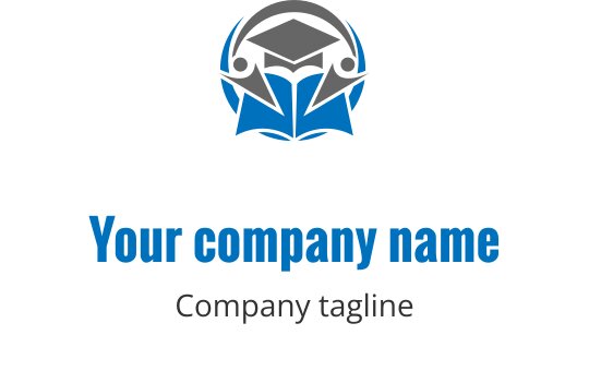 Modern logo design featuring a graduation cap above an open book