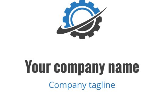 Modern gear logo design with blue accents and a circular motif
