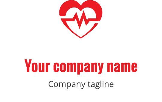 Bold red heart logo design with a dynamic pulse line