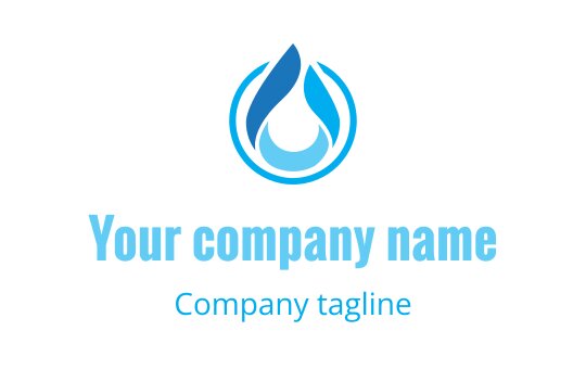 Modern blue water droplet logo design with circular elements