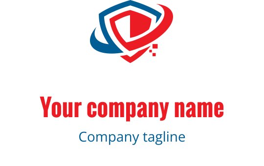 Modern shield logo design with red and blue elements