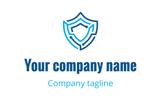 Modern shield logo design in blue and white outlines