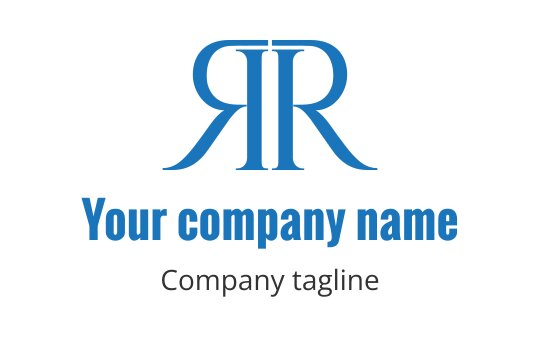 Stylish blue logo design featuring intertwined letters R and R