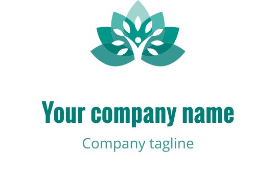 Elegant teal logo design featuring a stylized lotus flower with leaves