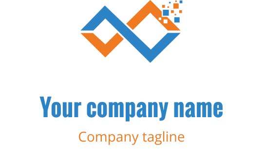 Modern orange and blue logo design featuring an infinity symbol